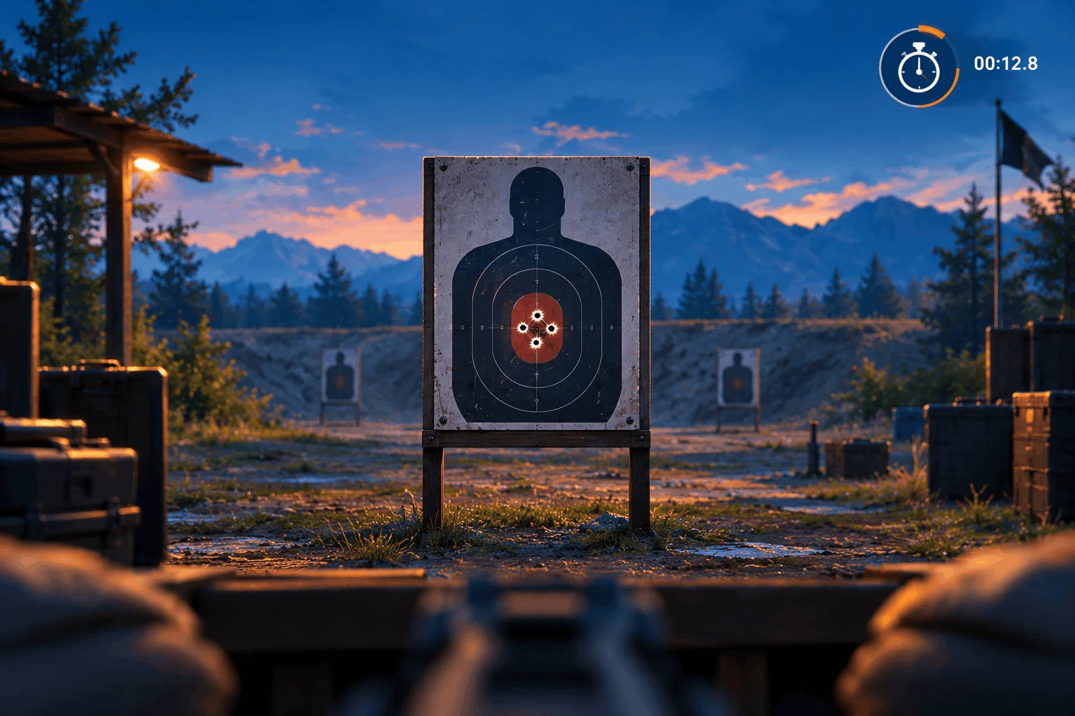 Tight bullet cluster on a target after a sensitivity test
